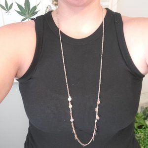 Rose Gold Long Necklace Circles Simple Dainty Preppy Classic Office Casual Boho